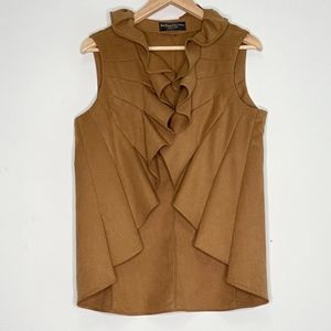 The Dori Collection BeverlyHills Brown Ruffle Vest